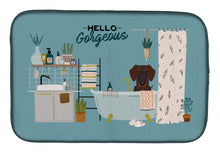 Load image into Gallery viewer, Chocolate Wire Haired Dachshund in Bathtub Dish Drying Mat – Absorbent, Artistic Kitchen Essentials CK7551DDM