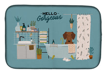 Load image into Gallery viewer, Red Brown Dachshund in Bathtub Dish Drying Mat – Absorbent, Artistic Kitchen Essentials CK7552DDM