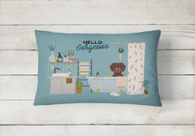 Load image into Gallery viewer, Chocolate Dachshund in Bathtub Canvas Fabric Decorative Pillow CK7553PW1216