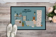 Load image into Gallery viewer, Red Bull Terrier in Bathtub Doormat - 18x27 Decorative Floor Mat – Indoor/Outdoor Rug with Artistic Flair CK7556MAT