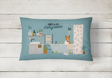 Load image into Gallery viewer, Red White Bull Terrier in Bathtub Canvas Fabric Decorative Pillow CK7557PW1216