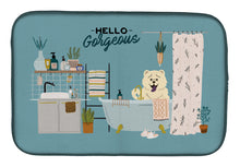 Load image into Gallery viewer, White Chow Chow in Bathtub Dish Drying Mat – Absorbent, Artistic Kitchen Essentials CK7562DDM