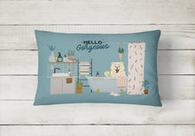 Load image into Gallery viewer, White Chow Chow in Bathtub Canvas Fabric Decorative Pillow CK7562PW1216