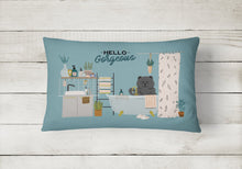 Load image into Gallery viewer, Black Chow Chow in Bathtub Canvas Fabric Decorative Pillow CK7565PW1216