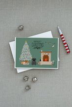 Load image into Gallery viewer, Black Pug Christmas Everyone Greeting Cards -  Blank Note Cards – 8-Pack of Artist-Designed Cards with Envelopes
