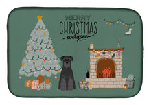 Load image into Gallery viewer, Black Standard Schnauzer Christmas Everyone Dish Drying Mat – Absorbent, Artistic Kitchen Essentials CK7595DDM