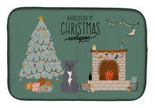 Load image into Gallery viewer, Blue Staffordshire Bull Terrier Christmas Everyone Dish Drying Mat – Absorbent, Artistic Kitchen Essentials CK7609DDM