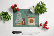 Load image into Gallery viewer, Chocolate Staffordshire Bull Terrier Christmas Everyone Glass Cutting Boards – Durable, Decorative Kitchen Art Large CK7611LCB