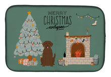 Load image into Gallery viewer, Chocolate Labrador Christmas Everyone Dish Drying Mat – Absorbent, Artistic Kitchen Essentials CK7619DDM