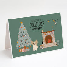 Load image into Gallery viewer, Sable White Papillon Christmas Everyone Greeting Cards -  Blank Note Cards – 8-Pack of Artist-Designed Cards with Envelopes