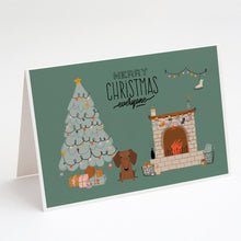 Load image into Gallery viewer, Red Brown Dachshund Christmas Everyone Greeting Cards -  Blank Note Cards – 8-Pack of Artist-Designed Cards with Envelopes