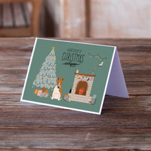 Load image into Gallery viewer, Red White Bull Terrier Christmas Everyone Greeting Cards -  Blank Note Cards – 8-Pack of Artist-Designed Cards with Envelopes