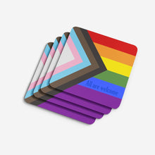 Load image into Gallery viewer, Gay Pride Progress Pride All are Welcome Foam Coaster