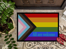 Load image into Gallery viewer, Gay Pride Progress Pride All are Welcome Doormat - 18x27 Decorative Floor Mat – Indoor/Outdoor Rug with Artistic Flair