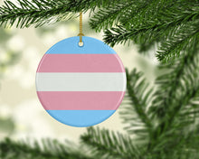 Load image into Gallery viewer, Transgender Pride Ceramic Ornament