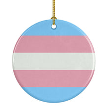 Load image into Gallery viewer, Transgender Pride Ceramic Ornament