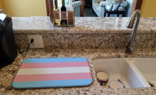 Load image into Gallery viewer, Transgender Pride Dish Drying Mat – Absorbent, Artistic Kitchen Essentials