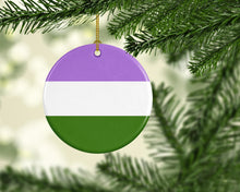 Load image into Gallery viewer, Genderqueer Pride Ceramic Ornament
