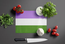 Load image into Gallery viewer, Genderqueer Pride Glass Cutting Boards – Durable, Decorative Kitchen Art Large