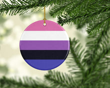 Load image into Gallery viewer, Genderfluid Pride Ceramic Ornament