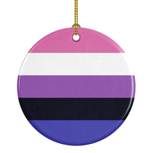 Load image into Gallery viewer, Genderfluid Pride Ceramic Ornament
