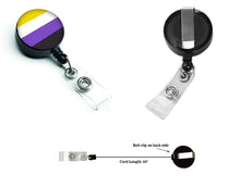 Load image into Gallery viewer, Nonbinary Pride Retractable Badge Reel