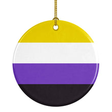 Load image into Gallery viewer, Nonbinary Pride Ceramic Ornament