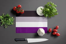 Load image into Gallery viewer, Asexual Pride Glass Cutting Boards – Durable, Decorative Kitchen Art Large
