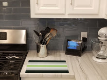 Load image into Gallery viewer, Agender Pride Glass Cutting Boards – Durable, Decorative Kitchen Art Large