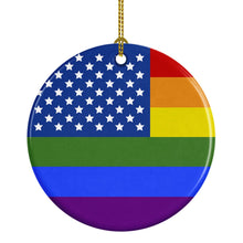 Load image into Gallery viewer, USA Gay Pride Ceramic Ornament