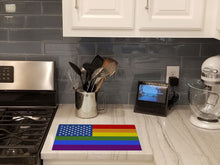 Load image into Gallery viewer, USA Gay Pride Glass Cutting Boards – Durable, Decorative Kitchen Art Large