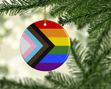 Load image into Gallery viewer, Gay Pride Progress Pride Ceramic Ornament