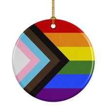 Load image into Gallery viewer, Gay Pride Progress Pride Ceramic Ornament