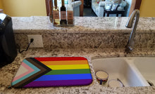 Load image into Gallery viewer, Gay Pride Progress Pride Dish Drying Mat – Absorbent, Artistic Kitchen Essentials