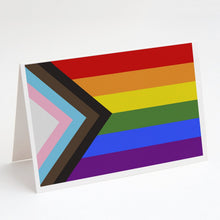 Load image into Gallery viewer, Gay Pride Progress Pride Greeting Cards -  Blank Note Cards – 8-Pack of Artist-Designed Cards with Envelopes