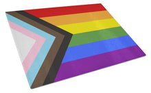 Load image into Gallery viewer, Gay Pride Progress Pride Glass Cutting Boards – Durable, Decorative Kitchen Art Large