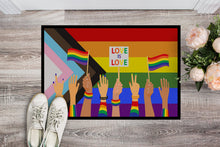 Load image into Gallery viewer, Gay Pride Parade Progress Pride Doormat - 24x36 Decorative Floor Mat – Indoor/Outdoor Rug with Artistic Flair