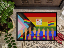 Load image into Gallery viewer, Gay Pride Parade Progress Pride Doormat - 24x36 Decorative Floor Mat – Indoor/Outdoor Rug with Artistic Flair
