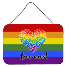 Load image into Gallery viewer, Gay Pride Love Wins Mosaic Heart Wall or Door Hanging Prints