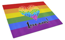 Load image into Gallery viewer, Gay Pride Love Wins Mosaic Heart Glass Cutting Boards – Durable, Decorative Kitchen Art Large