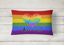 Load image into Gallery viewer, Gay Pride Love Wins Mosaic Heart Canvas Fabric Decorative Pillow