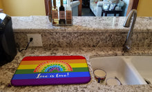 Load image into Gallery viewer, Gay Pride Love is Love Mosaic Rainbow Dish Drying Mat – Absorbent, Artistic Kitchen Essentials
