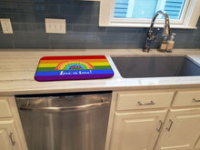 Load image into Gallery viewer, Gay Pride Love is Love Mosaic Rainbow Dish Drying Mat – Absorbent, Artistic Kitchen Essentials