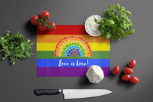 Load image into Gallery viewer, Gay Pride Love is Love Mosaic Rainbow Glass Cutting Boards – Durable, Decorative Kitchen Art Large