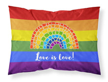 Load image into Gallery viewer, Gay Pride Love is Love Mosaic Rainbow Fabric Standard Pillowcase – Artistic Decorative Front, White Back