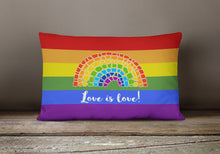 Load image into Gallery viewer, Gay Pride Love is Love Mosaic Rainbow Canvas Fabric Decorative Pillow