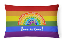 Load image into Gallery viewer, Gay Pride Love is Love Mosaic Rainbow Canvas Fabric Decorative Pillow