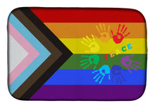 Load image into Gallery viewer, Gay Pride Peace Hands Progress Pride Dish Drying Mat – Absorbent, Artistic Kitchen Essentials