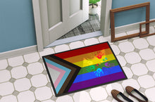 Load image into Gallery viewer, Gay Pride Peace Hands Progress Pride Doormat - 18x27 Decorative Floor Mat – Indoor/Outdoor Rug with Artistic Flair