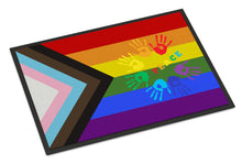Load image into Gallery viewer, Gay Pride Peace Hands Progress Pride Doormat - 18x27 Decorative Floor Mat – Indoor/Outdoor Rug with Artistic Flair